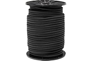 WERKA PRO, Tendeur Élastique sur Bobine, Idéal pour Jardinage, Décoration et Maintien de Bâches, Résistant aux Intempéries, Noir, 6 mm x 50 m