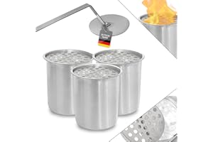 WALLONER® 3X 450ml Bioethanol Tischkamin Edelstahl Brenner inkl. Sparplatte, Keramikwolle & Flammenlöscher | Dose, Einsatz für Bioethanol Tischkamin | Ersatzdose & zum BAU eines eigenen Ethanol Kamin