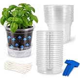 Viverven Kit 12 Transparent Self-Watering Pots, 5" (12.7 cm), with Water Tank, Cotton Wick and 10 Plant Labels
