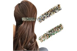 Ypkia Barrettes à cheveux en cristal coloré pour femme - Cheveux fins automatiques - Pinces à cheveux françaises - Pour filles et femmes