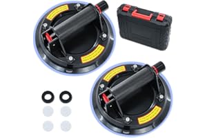 JUYLTOOL 2er-Set 8.2"Saugheber Fliesenheber Glassauger|Tragkraft Max.200KG,Vakuum Saugheber Glas mit Tragbarer Werkzeugkasten,Vakuumheber Glasheber für Glas,Fliesen,Marmor
