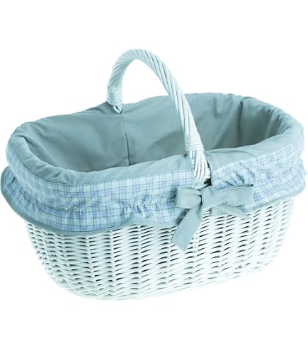 Panier En Osier Naturel Avec Anse Et Doublure Amovible - Grand Panier Courses, Pique-Nique Ou Cueillette - Écologique Et Robuste