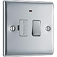 BG Electrical Switched Fused Connection Unit with LED Power Indicator, Fused Spur Switch, Double Pole, Raised and Slim Profile, Round Edges, Nexus Metal, Polished Chrome, 13A, NPC52