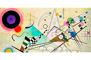 LuxHomeDecor Wassily Kandinsky Composition VIII 100x50 cm Quadro Stampa su Pannello in Legno MDF Bordo Nero