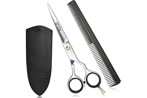GTEX Friseurschere - Professionelles Haarschneideschere Set - 6,5 Zoll Prämie Schere Haare Schneiden mit Kamm und Lederetui - Hair Scissors - Haarschere für Männer, Frauen und Erwachsene - Polish