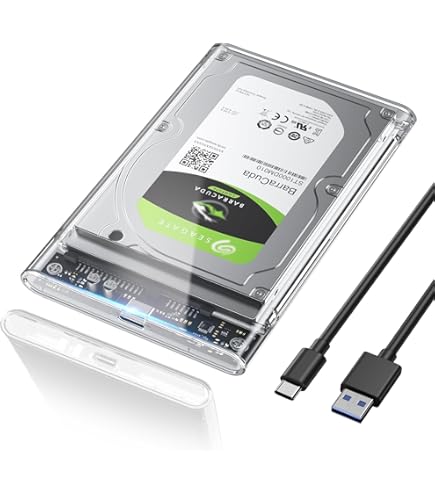 Custodia Esterna USB-C A SATA Per SSD 2.5" - Trasparente, Per PC E Laptop