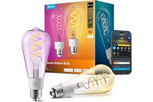 Govee Edison E27 smart glödlampa, RGBWW ST64 lampa, 500 lm, 2 st | Kompatibel med Matter, Alexa och Google Assistant, 16 miljoner färger, glödlampa i vintagestil