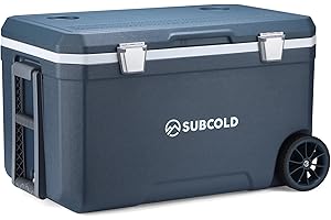 Subcold MOBI Wheeled Cooler Box – Large Insulated Cool Box on Wheels with Handles and Drain | Ice Cooler for Travel, Car, Camping & Outdoor | Stays Cool for Days | PU Foam Insulation (Blue)