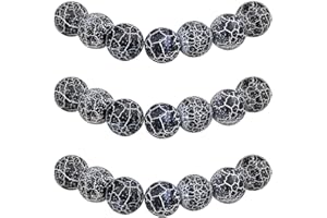 MJDCB Natural Round Stone Beads 10mm Black Burst Agate Loose Gemstone Beads for Jewelry Making Bracelet Necklace 35pcs