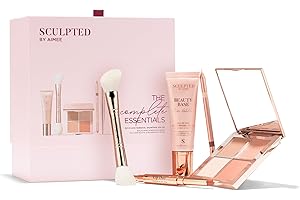 SCULPTED BY AIMEE CONNOLLY Complete Essentials Beauty Gift Set for Women from Sculpted by Aimee – Makeup & Skincare, Gift Set for Christmas - Full Face Palette, Eyeliner Duo, Beauty Base Prime, Lip Duo, & Powder Duo Brush