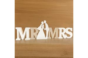 EQLEF Mr & Mrs Lettere Legno, Scritte in Legno Decorazioni per Matrimoni, Anniversario di Fidanzamento, Decorazioni per Segni da Tavola