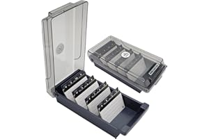 DNDGDLUA - Portatarjetas de visita, caja de almacenamiento, caja de almacenamiento para tarjetas de visita con 4 separadores y pestañas de índice A-Z, para escritorio con 500 tarjetas
