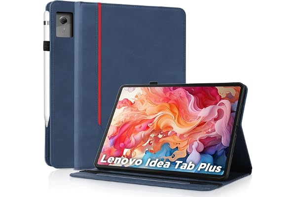 AsWant Coque pour Lenovo Idea Tab Plus 12.1 Pouces 2025 - Étui Housse de Protection Cuir PU avec Fonction Support/Portefeuille Coque Tablette (Bleu)