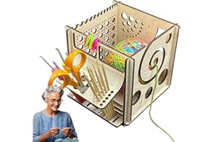 TOKISO Ciotola di Filato di Legno per Uncinetto, Tutto in U-No Organizer per Riporre I Ricami all'Uncinetto Scatola Porta Gomitoli Multifunzionale Regalo per Gli Amanti 'Uncinetto Madre