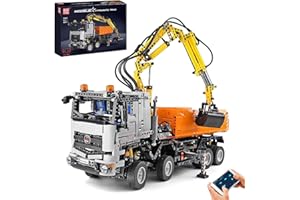 Mould King 19007 Grue d'ingénierie Bloc de Camion pneumatique, Camion d'ingénierie avec télécommande et Moteur électrique, 2819pcs Grand MOC télécommande Voiture Brique Brique Jouet