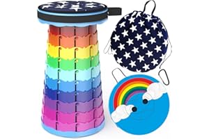 ‎ALEVMOOM ALEVMOOM Tragbarer Klapphocker,Camping Hocker Teleskophocker,Klappbarer Hocker,Mini Leichte Campinghocker für Outdoor Camping Angeln BBQ Drinnen Küche,Belastung 440lbs