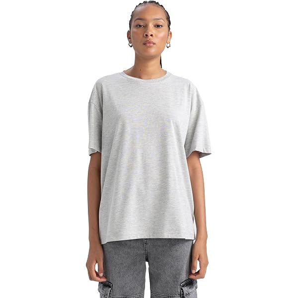 MetHera Women's 100% Cotton Crew Neck T-Shirt - Relaxed Box Fit, Soft Everyday Tee