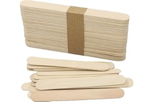 jatimdotin Pack of 50 Wooden Ice Sticks 15 x 1.8 cm Wooden Sticks for Crafts, Ice Sticks Wooden Spatula, Wooden Spatula for Cosmetics, Waxing, Wooden Spatula, Craft Accessories