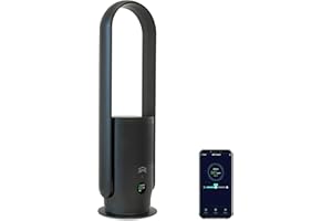 ‎DJIVE djive ARC Casual 29dB leiser Turmventilator & Luftreiniger mit Fernbedienung, App Steuerung, Alexa kompatibel, oszillierender Standventilator sehr leise, HEPA 14, Schlafmodus, Ventilator Turm, grau