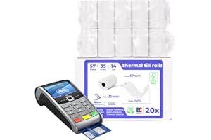 SWIPARO - Ec-Cash rolki termiczne 57 mm x 14 m x 12 mm - rolki do kasy - papier termiczny - rolki bonów do bankomat - czytniki kart kredytowych 57 x 35 x 12 (20 szt.)