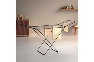 amazon basics Premium Cloth Drying Stand - 3 Way Folding, 42 Feet Drying Length, Lightweight, 20 Drying Rails (Black) Alloy S