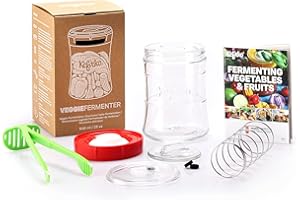 Kefirko Fermentador Vegetal (848 ml) - Fermentación Vegetales, Chucrut, Kimchi, Frutas - Materiales libres de BPA (verde)