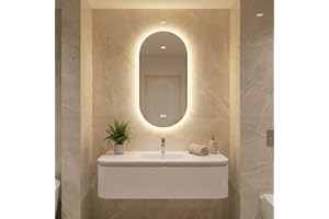 Bayt Espejo de baño – Espejo de pared ovalado con iluminación - Antivaho -2 modos de luz – 50x90 cm – blanco