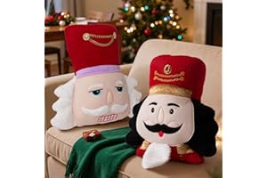 Lanpn Zestaw 2 Poduszka świąteczna, Poduszka Dziadek do orzechów, świąteczna dekoracja, zimowe poduszki dekoracyjne na Biurowy Salon Sypialnia kanapę Łóżko (Czerwony, 37x43cm i 40x40cm)