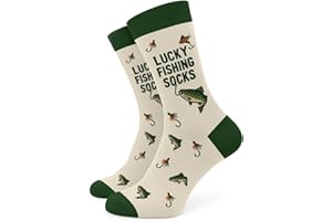 SC Products Lucky Fishing Socks | Size 6-12 Cotton Novelty Socks Funny Fishing Gifts for Men UK | Fisherman Angling Gift for Dad Grandad | Funny Stocking Fillers for Men who Love to Fish