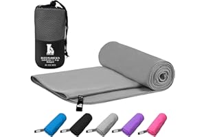 LAZY LADY Asciugamano palestra in Microfibra Ultraleggero per Uomo e Donna-5 Colori e 6 Misure Disponibili-telo microfibra palestra-Asciugatura Rapida, Leggero, Assorbente (180X90CM, GRIGIO)