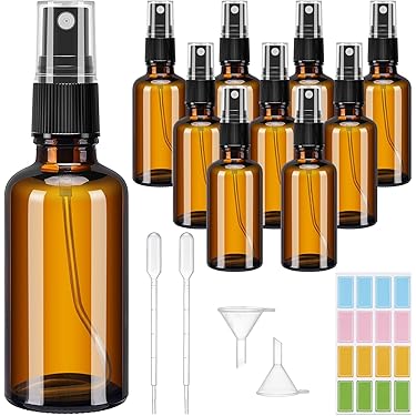 Kesell Flaconi Spray In Vetro 10 Ml – 10 Pezzi Con Imbuti E Contagocce, Per Profumi E Olii, Perfetti Per Viaggio (Ciano)