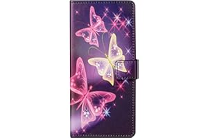 REEVERMAP Google Pixel 6A Case,Shockproof PU Leather Wallet Flip Folio Magnetic Clasp Folding Stand Phone Cover with Card Holder ID Slot for Google Pixel 6A,Purple Butterfly