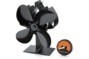 ‎BRANDSON Brandson - Ofenventilator wärmebetrieben - Kamin Ventilator - Lüfter für Kaminöfen Holzöfen Öfen - 4 Flügel Rotorblätter – Rotordurchmessser 180mm – Wärmeverteiler ohne Strom – schwarz