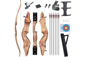 TOPARCHERY Recurve Bow and Arrow Set for Adult & Youth Beginner, 60" Takedown Recurve Hunting Bow for Outdoor Training Practice Right Handed 30-50LB