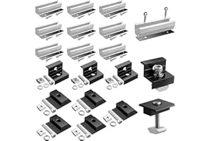 GETLITOOL Solarmodul Halterung 4 Module Set, Solarpanel Halterung - 12CM Alu Montageschiene, Verstellbare Klemme Kit für 30-35MM Dicke Module PV halterung für Flachdach Trapezblech Ziegeldach