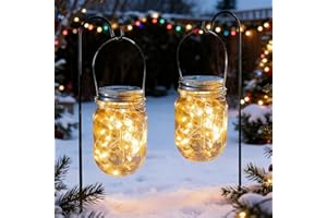 Lámpara Solar para Jardín, XVZ 2 unidades 20 LED Farolillos Solares Exterior Resistente en Cristal para Bodas, Paredes, árboles, Patio y Balcón(Blanco Cálido)