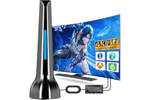 DGUPSP Antena de TV, Antena HDTV Digital Interior Exterior con Amplificador Discreto, Recepción 360° Potente Antena TV para Canales Locales con Base Magnética, Soporta 1080P 4K DVB-T2 DVB-T TDT DTMB VHF UHF