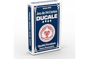 LA DUCALE Ducale Origine - Jeu de 54 Cartes - Jeu de Poker, Président, Palmito, 8 Américain - Coloris aléatoire (Bleu ou Rouge)