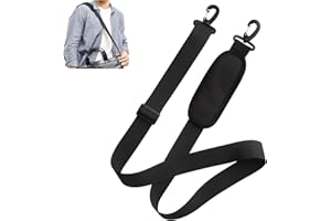 VOSSOT Uniwersalny pasek na ramię, czarny wymienny pasek na ramię do torebki 160 cm regulowany, gruby, antypoślizgowy wyściełany metalowymi haczykami, pasek na ramię do laptopa torba wymienna na