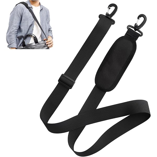 Tracolla universale di ricambio per laptop, 160 cm, regolabile, spessa, antiscivolo, imbottita, per laptop, borsa di ricambio per borsa messenger, valigetta per fotocamera, borsa a tracolla nera, nero