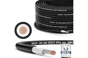 RedStar24 Premium Solar Cable 4mm² Negro - 50m - resistente a los rayos UV, flexible, cable fotovoltaico, cable PV, cable de conexión solar para panel solar, inversor y regulador de carga, duradero