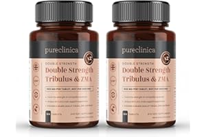 PURECLINICA Double Strength Tribulus and ZMA (909mg - 40% Saponins with Copper, Boron & Black Pepper) x 360 Tablets - 1 Year Supply