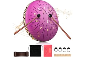 Regentrommel, Sunowl 6 Zoll 11 Regentrommel Garten, Mini Stahlzungentrommel für Anfänger Kinder Erwachsene, Handpan Steel Drum für Meditation, Yoga, Musikerziehung, Klangheilung, Violett