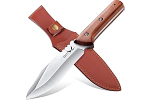 Golden Bird Coltello Sopravvivenza all'aperto Full Tang 16cm Coltello da Caccia Lama fissa con Fodera Sharp Bushcraft Coltello Outdoor per Campeggio, Avventura – Beast Series Orso Marrone