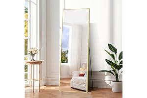 COFENY Full Body Mirror, 161 × 52 cm Standing Mirror with Gold Frame Frame, Large Wall Mirror for Standing, Leaning or Hanging, Floor Mirror for Bedroom, Living Room