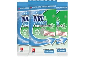 VIRO FREEZE Antiviral Antibacterial Hand and Surface Wipes with Moisture Lock Seal for Hospital Grade Cleaning in Homes, Schools, Offices Workplace: 50 Packs of Protection from ViroFreeze (3 Packs, 50)