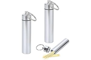 beejune 2 Stück Zahnstocherspender, Zahnstocher Für Unterwegs, Zahnstocher Behälter, Tragbarer Zahnstocherhalter, Metall Zahnstocher Box, Tragbare Taschen Zahnstocher, Für Outdoor, Picknick, Camping