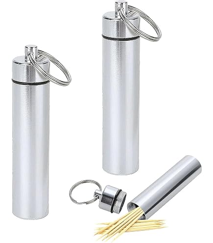Produktbild von Taschen-Zahnstocherhalter Aus Alu – Kompakt, Leicht, Hygienisch Mit Deckel, Ideal Für Unterwegs, Restaurant & Büro