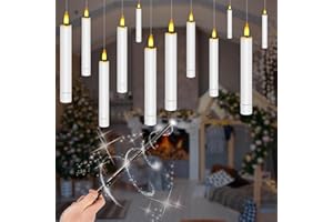 Pływające świece LED Blumacht, 12 sztuk magiczne świece wiszące z pałeczką, pływające świece LED, pływające świece z migającym płomieniem na Boże Narodzenie, imprezę, ślub