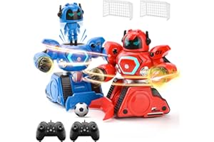 LTFIOON 2 Robots Teledirigidos, Juguete RC Robot de Combate con Modo Boxeo & Fútbol, Luz y Sonido, Recargables, Robots de Combate Regalo Niño a Partir de 6 Años